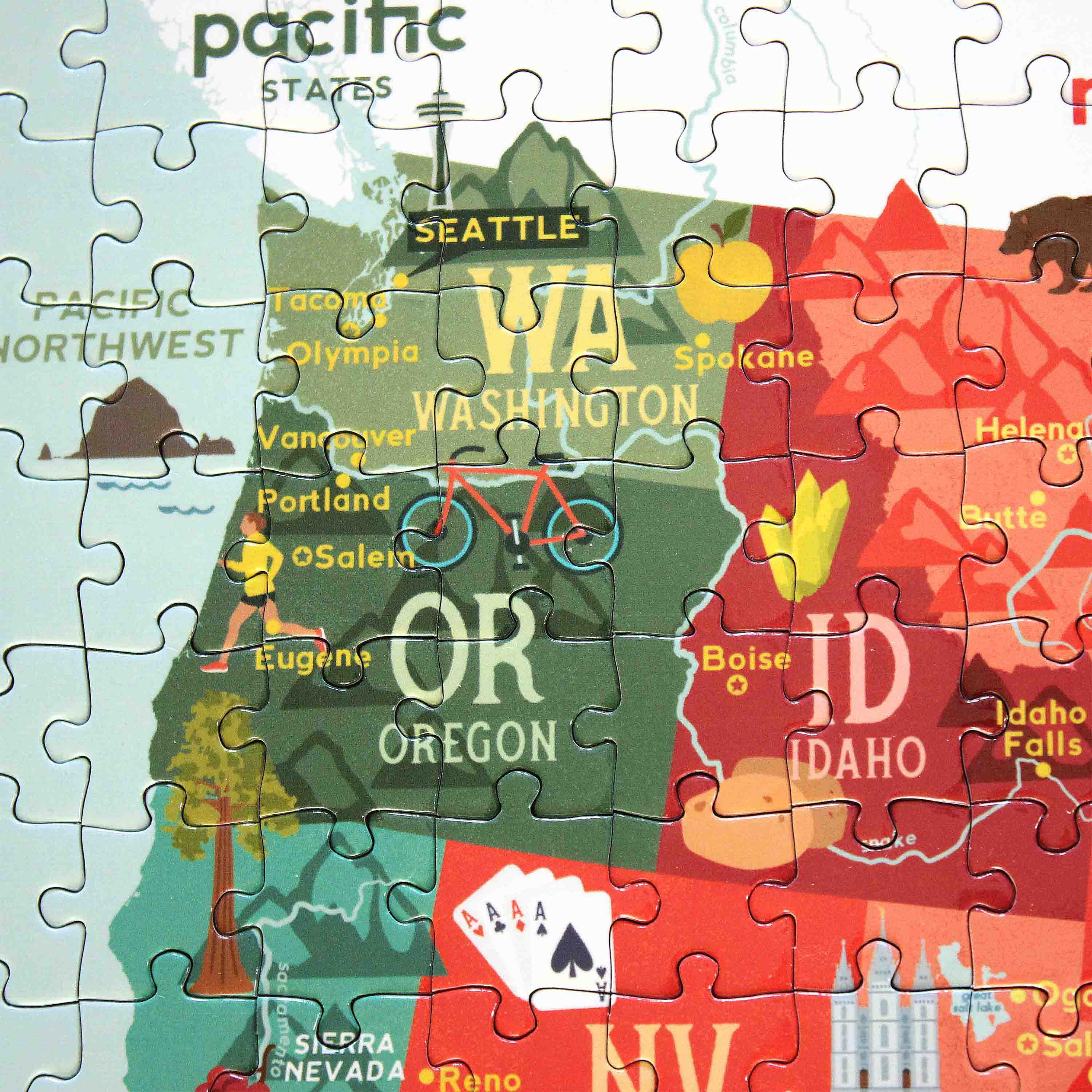 Children's Us Map Puzzle Fun Illustrated Map 50 States Etsy