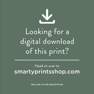 Puede incluir: Un fondo verde con un icono de descarga blanco y texto que dice "&iquest;Buscas una descarga digital de esta impresi&oacute;n? Dir&iacute;gete a smartyprintsshop.com. Ver enlace en la descripci&oacute;n."