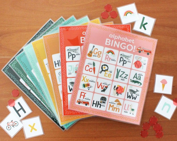 alphabet bingo abc learning letter learning game for kids etsy
