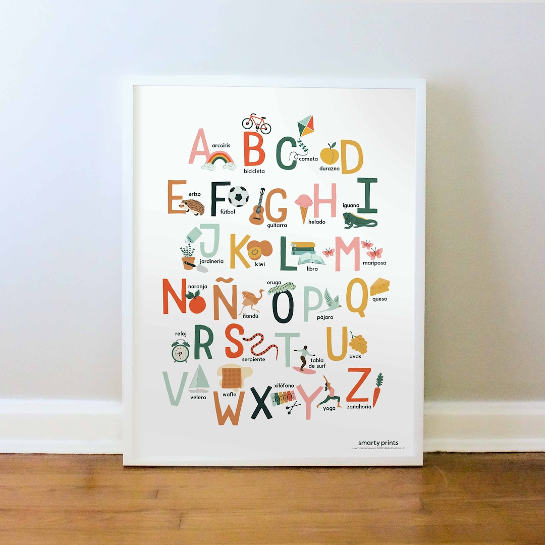 Spanish Alphabet Poster Espanol Alfabeto Playroom Wall Art Toddler Spanish Alphabet Poster Espanol Alfabeto Playroom Wall Art Toddler