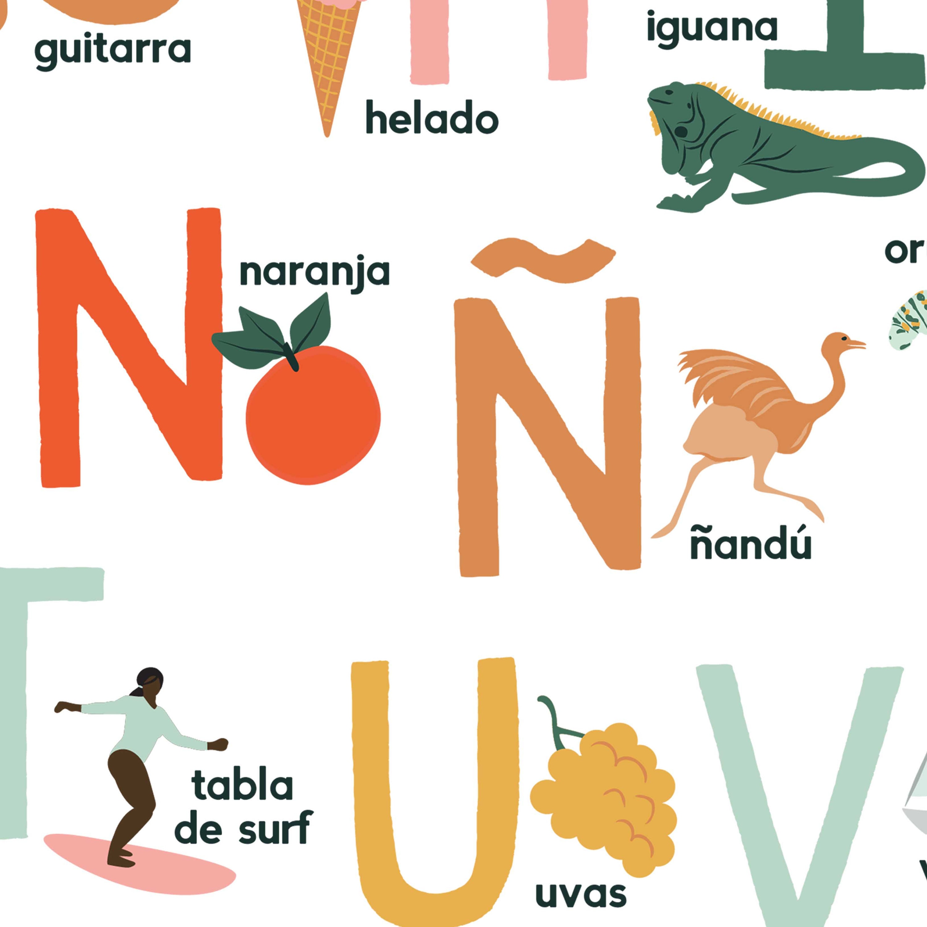 Spanish Alphabet Placemat Espanol Alfabeto Playroom Wall Etsy