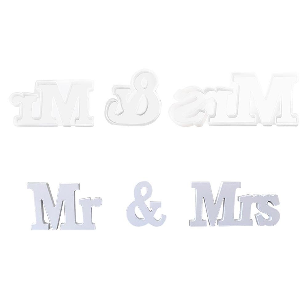 3D Silikonformen 'Mr & Mrs' – Für Epoxidharz, Hochzeitsdeko, 3-teilig, Transparent