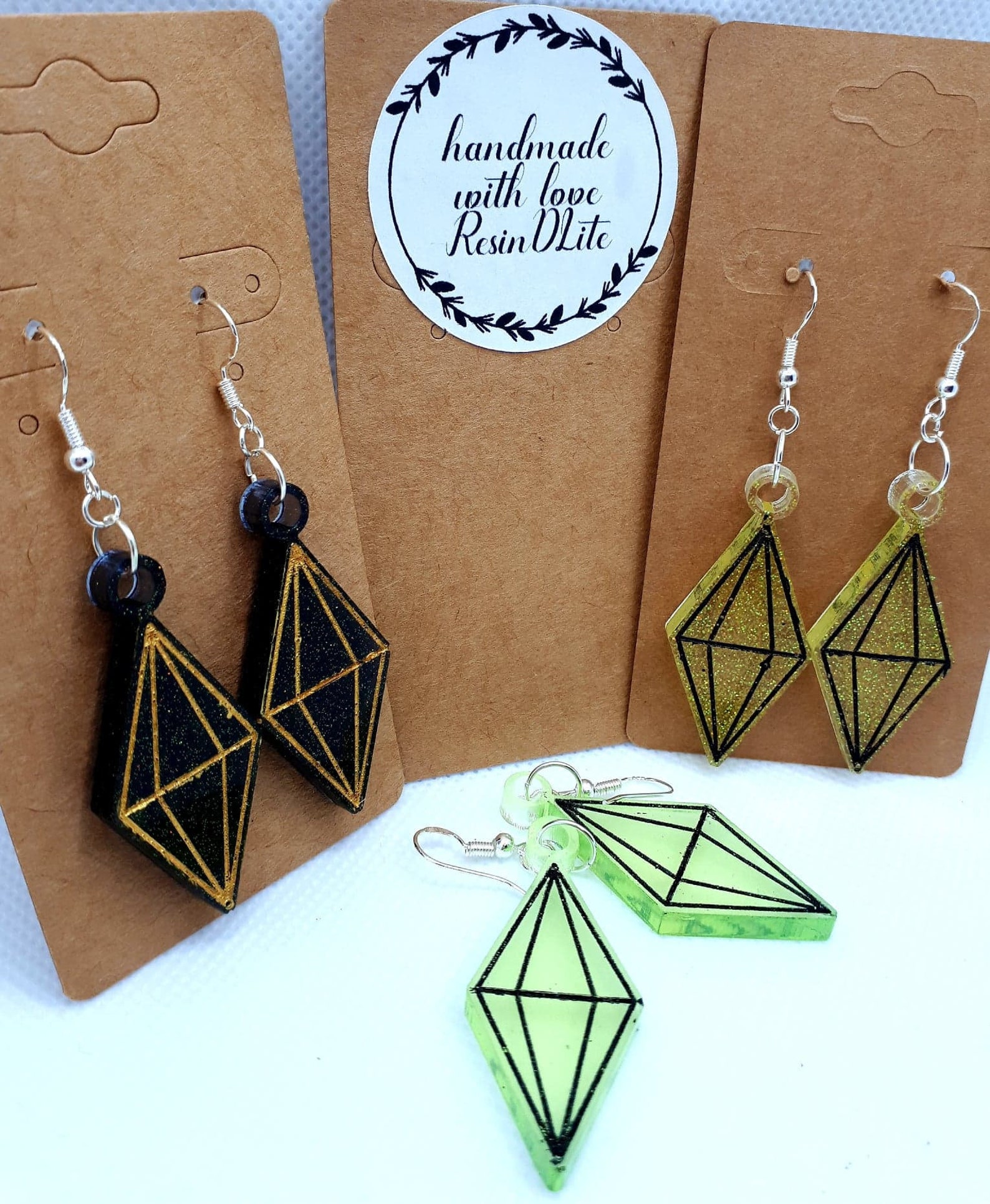 Resin Plumbob Earrings Sims Glow in the dark glitter Etsy