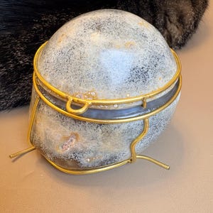 Grey-Blue Lace Agate & White Crystal Geode Treasure Bowl