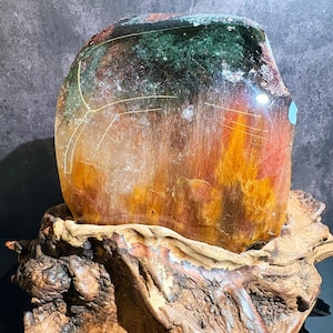 Orange Red Rabbit Hair Quartz with Green Phantom
