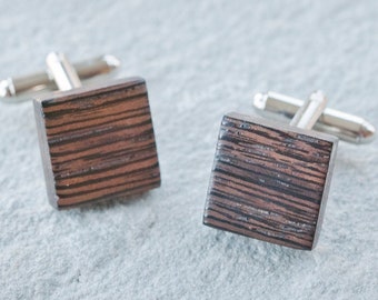 Handcrafted Square Cufflinks in Exotic Wood | Made in Scotland | Letterbox Gift | Kilt Accessory | Exotic Wood