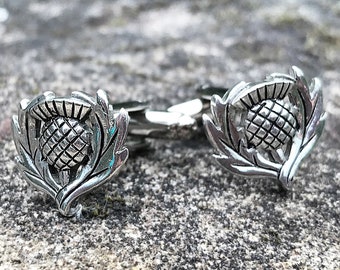 Traditional Thistle Cufflinks  | Letterbox Gift | Kilt Accessory | Men's Accessories | For Him | Cuff Links | Suit & Tie Accessories |