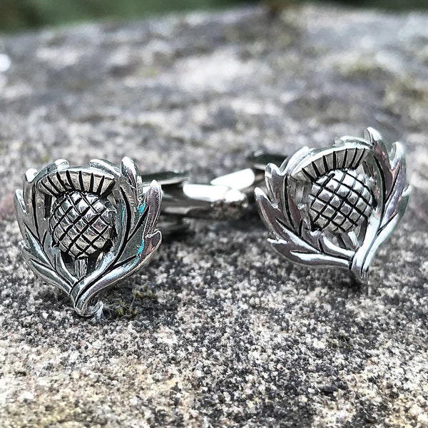 Traditional Thistle Cufflinks  | Letterbox Gift | Kilt Accessory | Men's Accessories | For Him | Cuff Links | Suit & Tie Accessories |