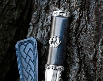 Torridon Blackwood Thistle Daywear Sgian Dubh avec étui en cuir véritable noir | Fabriqué en Écosse | Skean Dhu | Cadeau garçon d'honneur | Mariages |