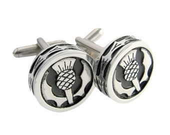 Round Thistle Cufflinks  | Letterbox Gift | Kilt Accessory | Men's Accessories | For Him | Cuff Links |