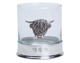 Highland Cow Whisky Glass | Pewter Whisky Glass | Whiskey Glass | Drink & Barware | Drinkware | Tumbler |