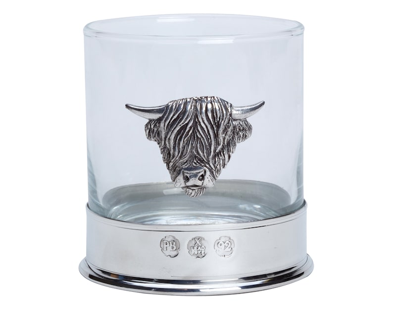 Highland Cow Whisky Glass / Pewter Whisky Glass / Whisky Glass / Drink & Barware / Drinkware / Tumbler / immagine 1