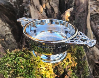 Celtic Band Chrome Plated Quaich | Finest Handmade Plated Quaich | Scottish Drinking Cup | Wedding Gift |