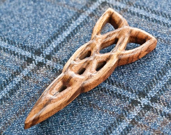 Handcrafted Celtic Weave Kilt Pin  | Made in Scotland | Letterbox Gift | Kilt Accessory | Exotic Wood |