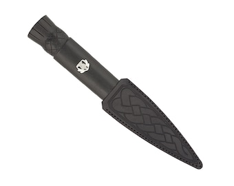 Tenue de jour Scottish Blackwood Thistle Sgian Dubh avec étui en cuir véritable noir | Skean Dhu | Fabriqué en Écosse | Cadeau de mariage | Cadeau garçon d'honneur