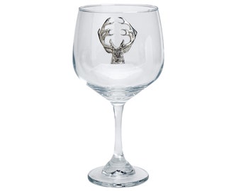 Stag Gin Glass | Pewter Gin Glass | Gin Glass | Gin Bowl glass | Long Stem Gin Glass | Drink & Barware | Drinkware | Scottish Gin Glass |