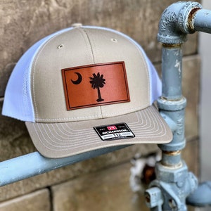 SC Palmetto Flag Leather Patch Hat- Multi Style