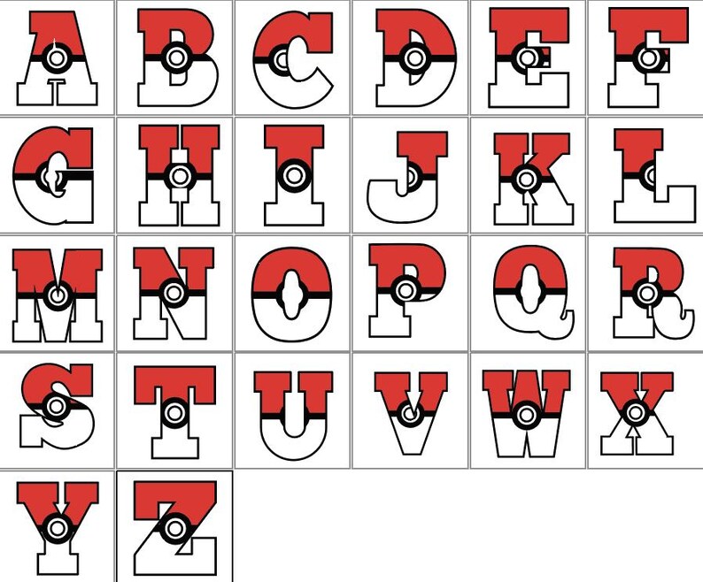 Inspired POKEMON Alphabet Letters Bundle – 2 Font Styles | Svg Png and ...