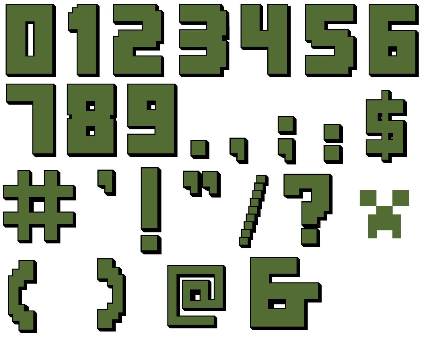 Alphabet SVG Mine Style Bundle | Block Pixel Font Letters & Numbers ...