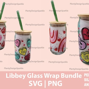 Libbey Glass Full Wrap | Can Wrap | Gnome | Love | Rainbow | Smiley Face Bundle |SVG | PNG | 16oz