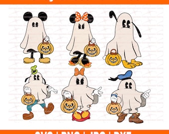 Paquete Mickey Fantasma Halloween / Mickey y amigos Halloween / Personaje del Reino Mágico / Svg, Png, Dxf