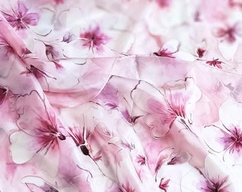 Blossom Dream Pure Silk Scarf / Hand-painted Unique Original Art / 100% silk Floral Fashion Bridal Wear