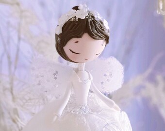 Angel Doll Decor / Handmade Fairy Hanger / Christmas Tree Ornament / Cold Porcelain Art Doll