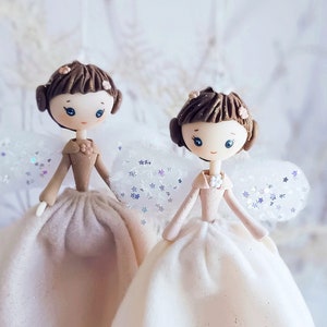 Set of 2 Angel Dolls / Handmade Felt Fairy Gift / Soft Textile Decoration / Art Doll Sisters / Cute Pixie Siblings