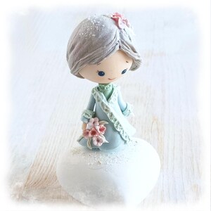 Handmade Figurine on Stone Heart: Cold Porcelain Fairy Tale Decor