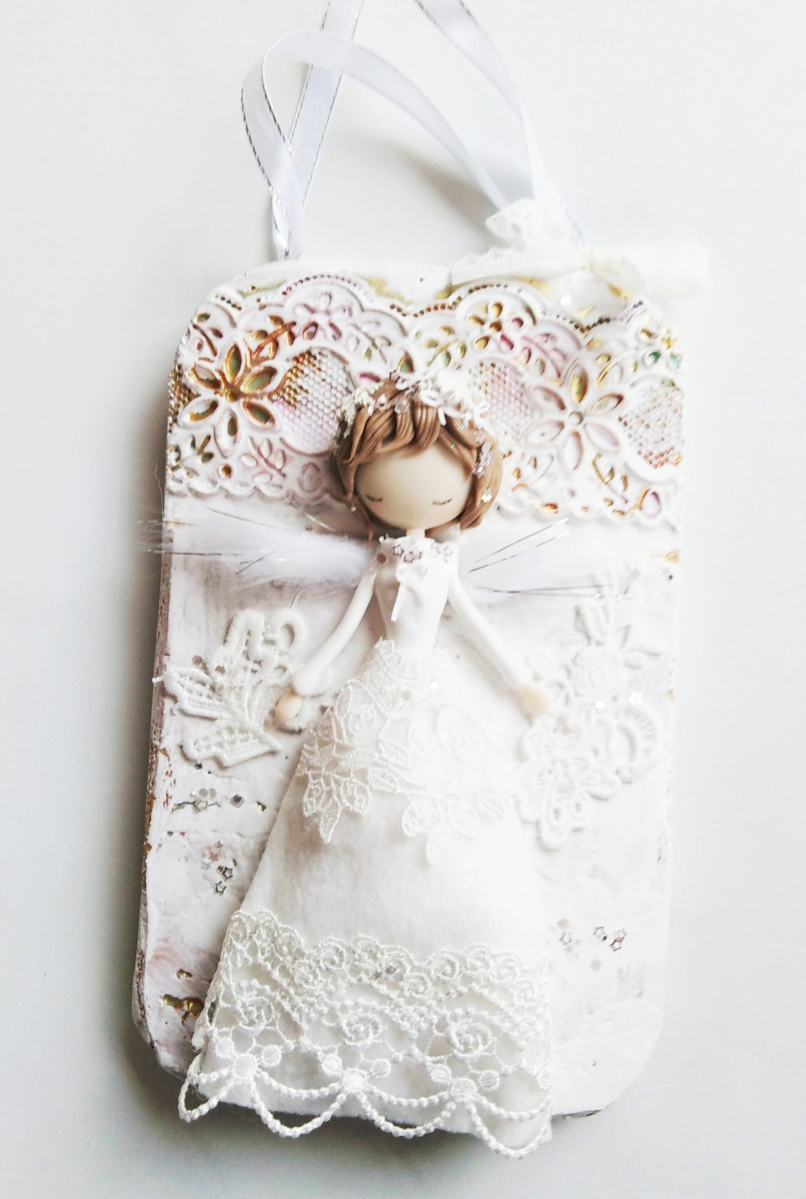 Lace Angel Door Hanger / Handmade 3D Decoration / Air Dry Clay Etsy