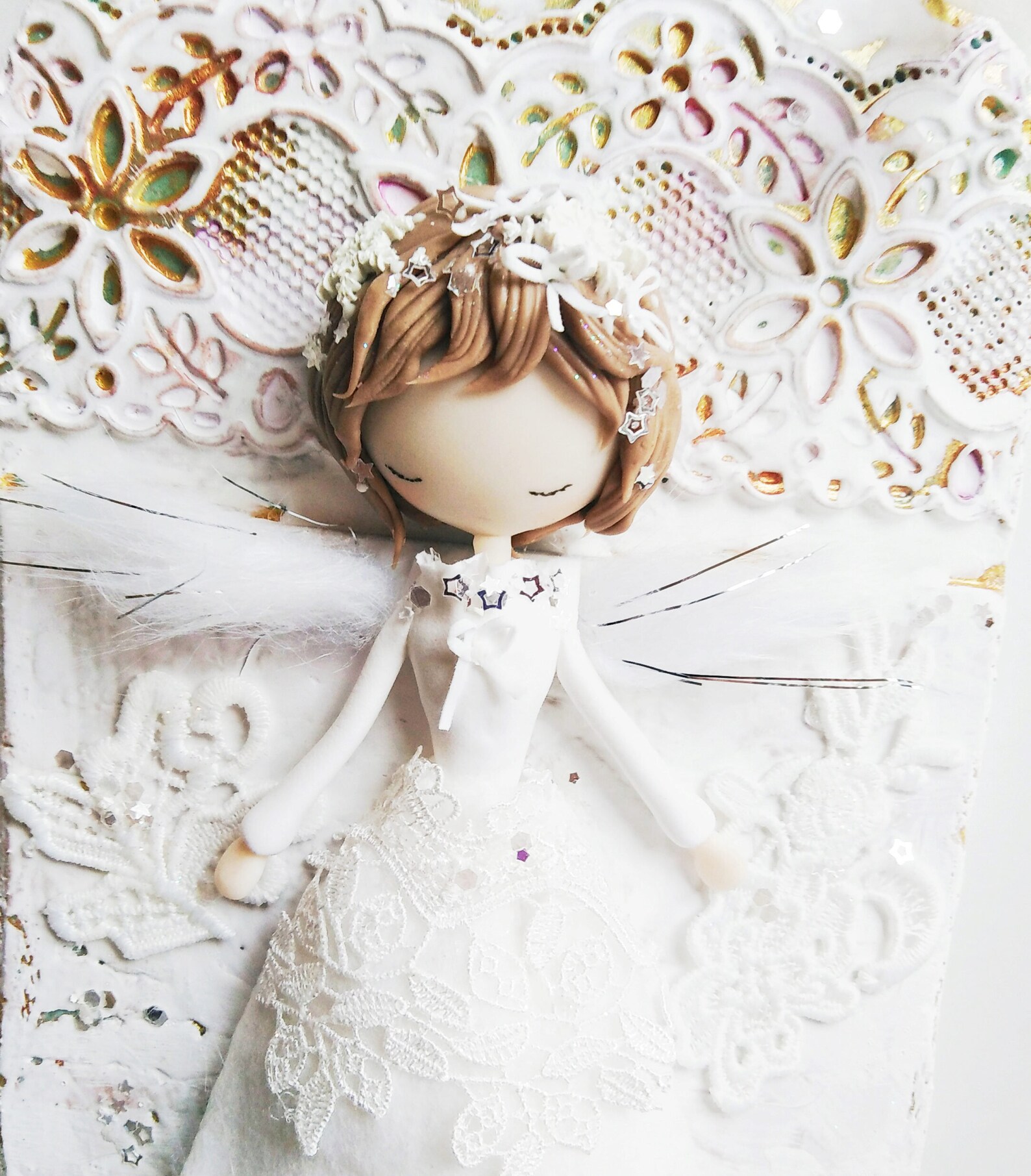 Lace Angel Door Hanger / Handmade 3D Decoration / Air Dry Clay Etsy