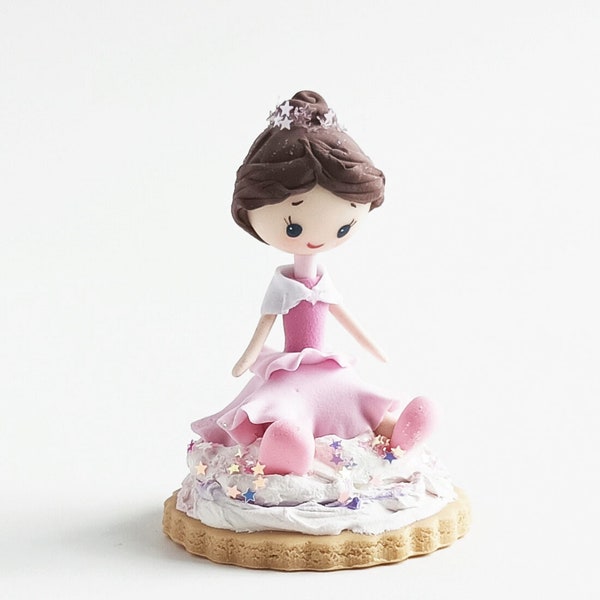 Cake Topper Baby Girl / Sweet Doll Figurine / Handmade Cookie Art / Cute Girl Present / Cold Porcelain Clay Fake Food Decor