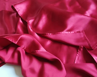 Extra Large Pure Silk Scarf / 100% Satin Silk / Wine Red Shoulder Shawl