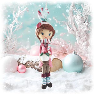 Pixie Doll / Air Dry Clay Art Decor Figurine / Handmade Cute Christmas Ornament / Cold Porcelain Xmas Tree Gift