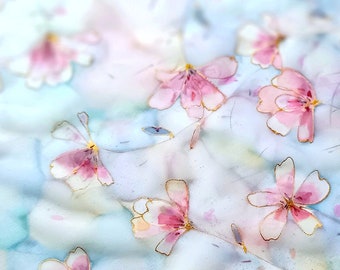 Paradise Meadow Pure Silk Square Scarf / Hand-painted Chiffon Art / 100% Silk / Floral Fashion / Bridal Wear / Chiffon Shawl
