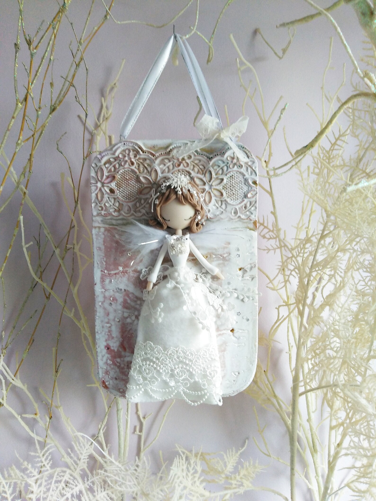 Lace Angel Door Hanger / Handmade 3D Decoration / Air Dry Clay Etsy