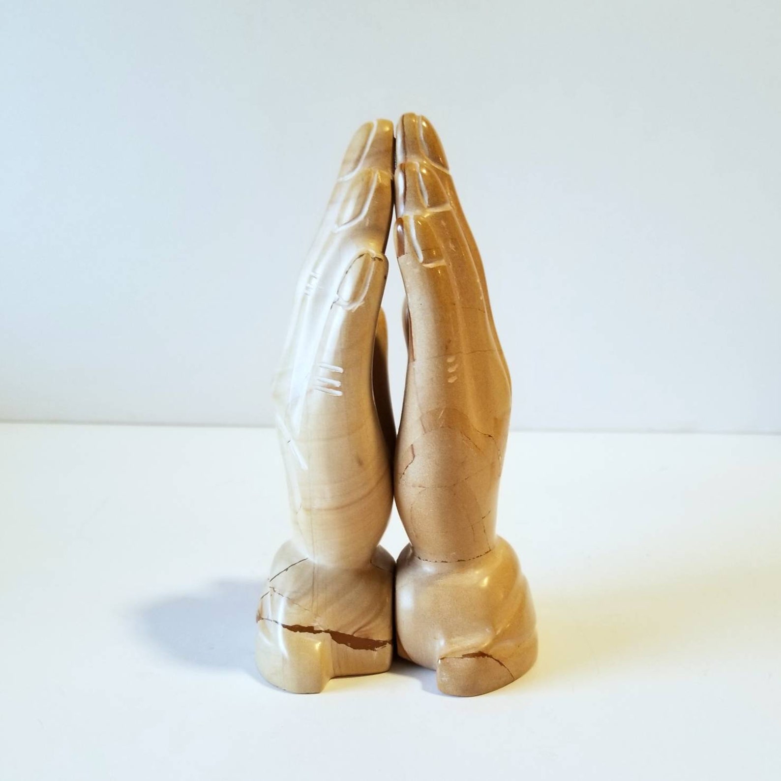Vintage Carved Stone Praying Hands Statue Figurine Etsy