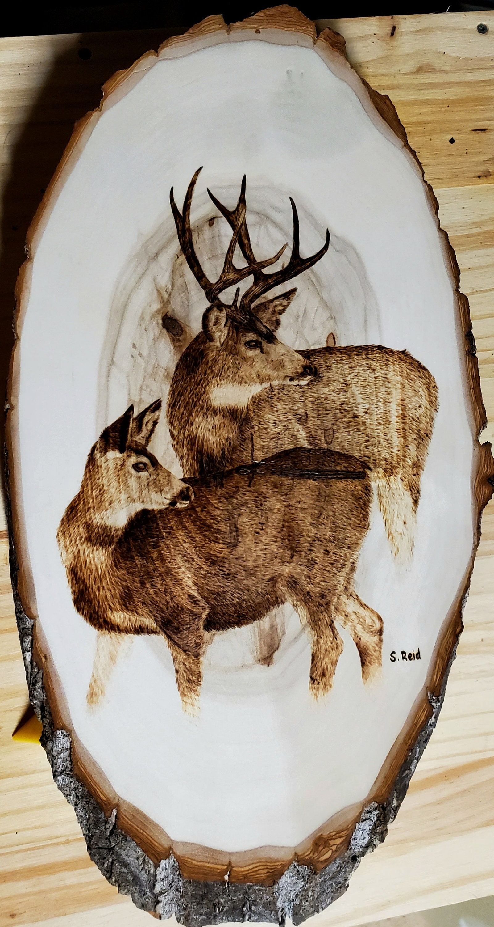 Two Deer Wood Burning Etsy