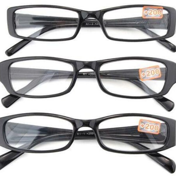 Black Reading Glasses 3-Pack with Soft Carrying Case - Unisex Adult