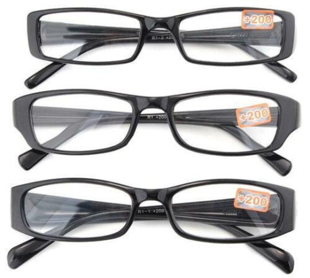 Black Reading Glasses 3pack With Soft Carrying Case Unisex Adult Etsy