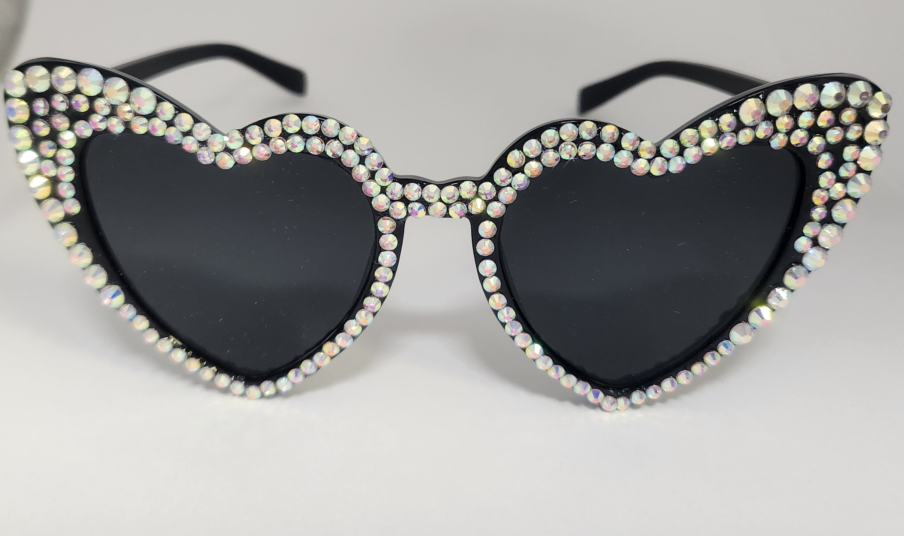 Heart Frame/cat Eye Rhinestone Sunglasses - Etsy