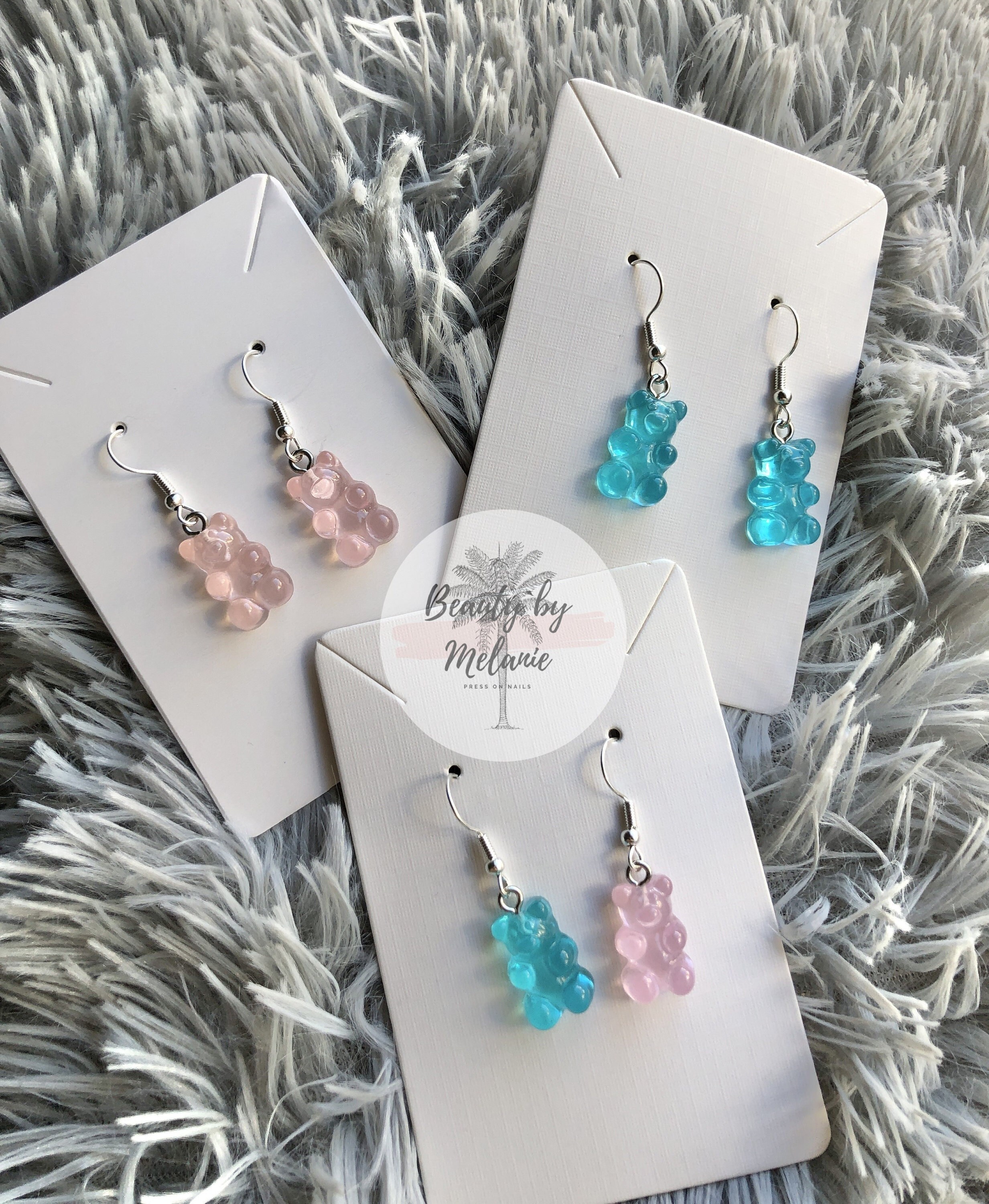 Pink & Blue Gummy Bear / Earrings / Beautybymelanie - Etsy