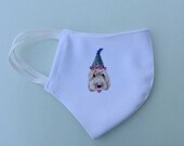 CUSTOM PET PORTRAIT Hand Painted Reusable Machine Wash 100 Double Layered Cotton Face Mask