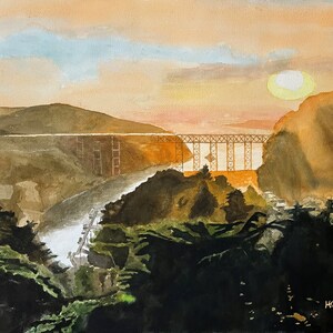 Albion River Bridge-California Coastal Art-Fort Bragg Art-California Coast Watercolor