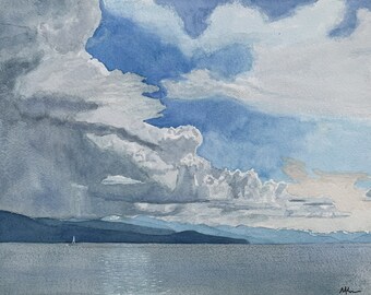 Lake Tahoe Print-Watercolor Lake Tahoe-Lake Tahoe Wall Art-