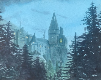 Wizard Castle Print-Watercolor Wizard Castle-Wizard Wall Art-Wizard Art Watercolor