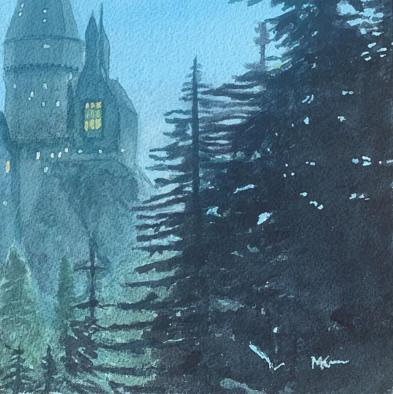 Wizard Castle Art Digital Download Wizard Castle Watercolor Etsy