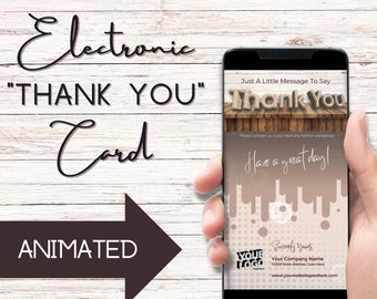 Geanimeerde bedankkaartsjabloon bewerkbare digitale download, eenvoudige waardering bedankbriefje eCard voor telefoon, tekst papierloze Canva