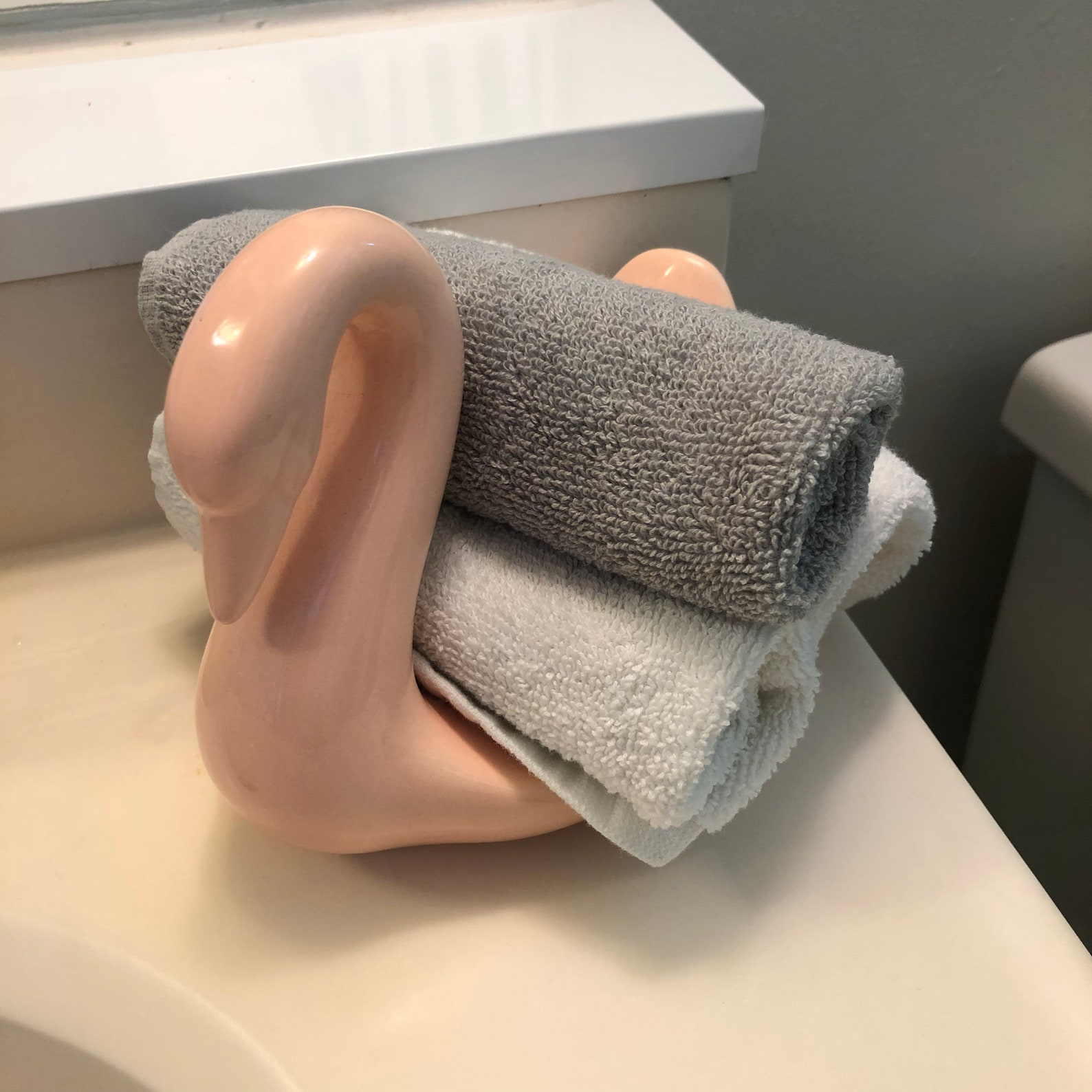 Vintage 1980s Swan Ceramic Towel Holder Etsy