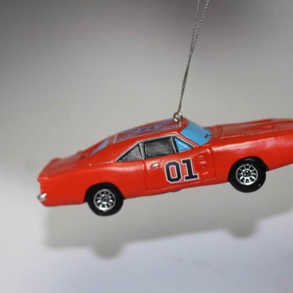 General Lee Dodge Charger Dukes Of Hazzard Car X'mas Ornament with Dixie HORN
